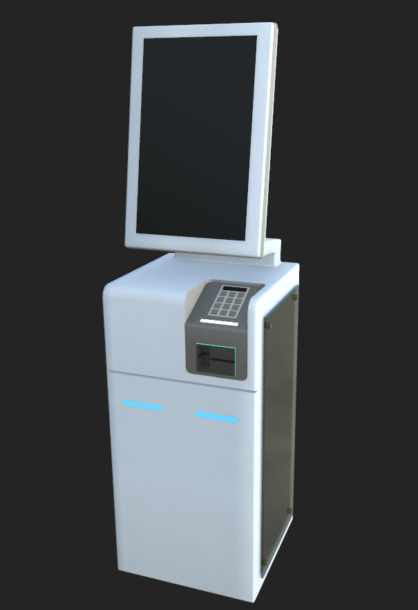 3D model of an airport self-checkin kiosk