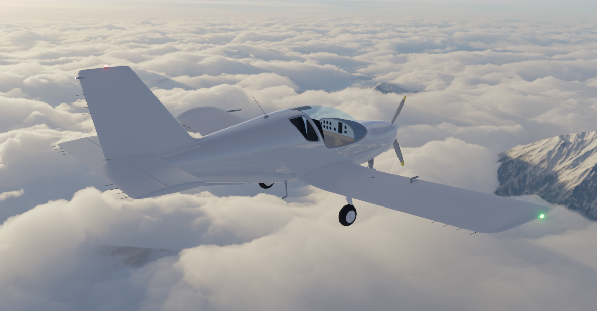 3D model of general aviation plane behind